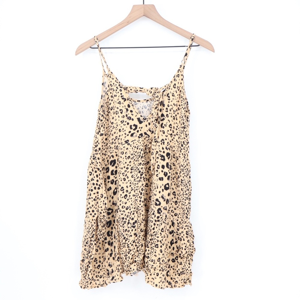 Wishlist Apparel Leopard Print Cami Mini Dress Tan Black Small - Picture 5 of 6